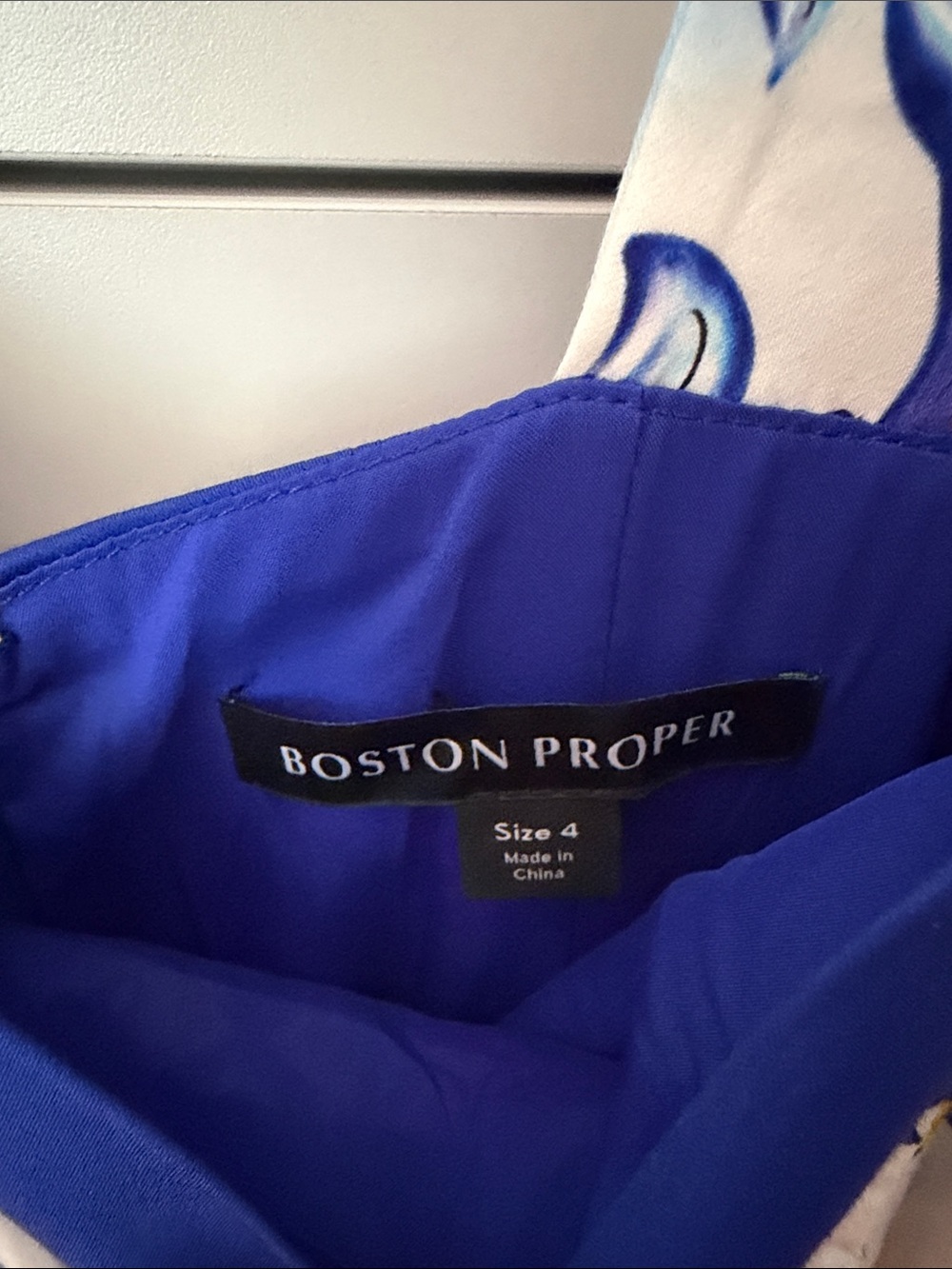 Boston Proper White Floral High-Low Sundress with Blue Trim - Picture 2 of 3